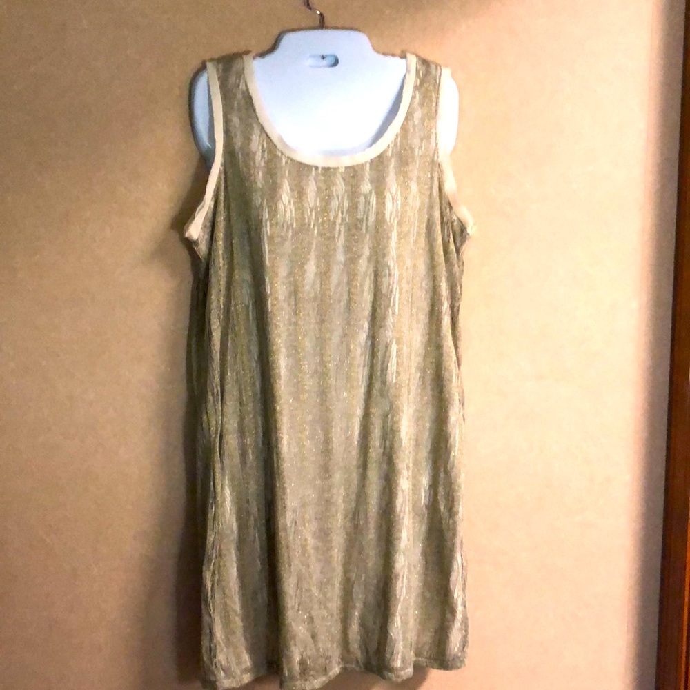 Lovely beige and metallic gold Daisy Fuentes dress